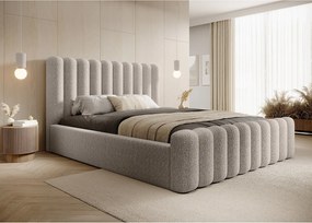 Łóżko skrzyniowe Mona VII DomoHome, nowoczesne wezgłowie, tkanina Wigo-feeling, elegancka sypialnia, 200x200 cm, BEŻOWE