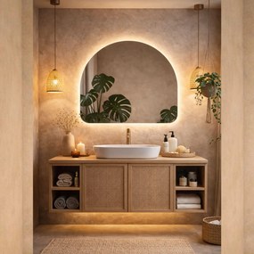 Lustro portalowe z podświetleniem RONA Soft LED | Różne rozmiary | Różne kolory : Kolor tafli szkła - Srebrny, Rozmiar - 100 x 78 cm