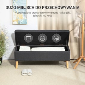HOMCOM Ławka tapicerowana z pojemnikiem siedzisko do przedpokoju szara ławka do sypialni salonu drewno | Aosom PL