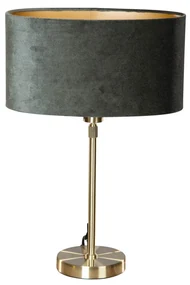 Lampa stołowa złota z owalnym aksamitnym abażurem zielonym 35 cm - Parte Nowoczesny Oswietlenie wewnetrzne