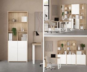 Dwudrzwiowy regał biurowy Sign 80 jackson hickory/biały mat