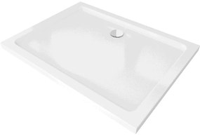 Mexen Flat brodzik prostokątny slim 130 x 80 cm, biały, syfon chrom - 40108013