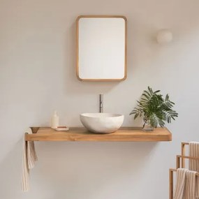 Zestaw Mebli Łazienkowych 130x45 Cm Wiszący Z Drewna Tekowego Neill Drewno Tekowe & Nieregularna - Sklum