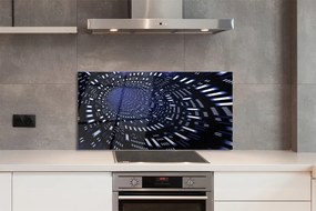 Panel szklany do Kuchni Błękitny Tunel Przestrzenny 3D