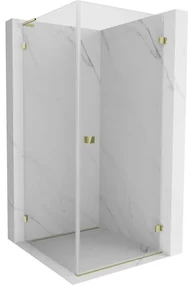 Mexen Lunar-B L kabina prysznicowa uchylna prawa 80 x 80 cm, transparent, złota - 832L-080-080-50-00-P