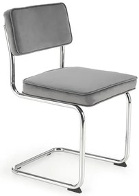 Szare tapicerowane krzesło bauhaus welurowe - Radag