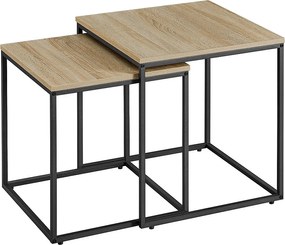 Zestaw 2 stolików kawowych Valora Square – blat z dębu sonoma z czarnymi nogami