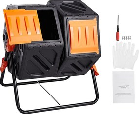 37 Gal Kompostownik Dwukomorowy, Obrotowy Bęben z Przesuwanymi Drzwiami