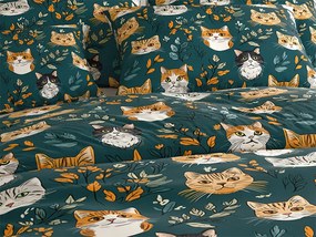 PrzytulneMieszkanie.pl PrzytulneMieszkanie.pl Bawełniana pościel CATTAMI POLY ciemnozielona Rozmiar pościeli: 70 x 90 cm | 140 x 200 cm