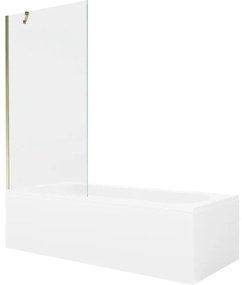 Mexen Vega wanna prostokątna 170 x 70 cm z obudową i parawanem 1-skrzydłowym 90 cm, transparent, złoty - 550117070X9509000050