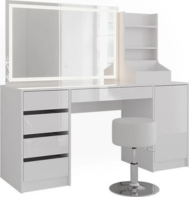 Stół do toalety biały/biały wysoki połysk 158.2x50.1x76 sherry