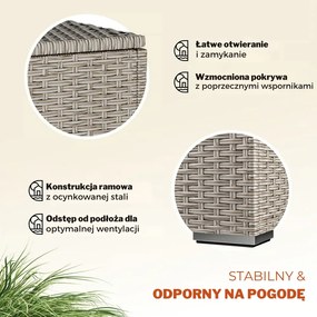 Polirattanowy pojemnik na schowek RICCO, 318L, 75x75x70 cm, kremowa Casaria