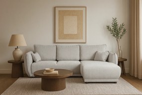 Narożnik prawy Loren z funkcją spania 255x165x91 cm – tkanina Raven 6 jasno szara