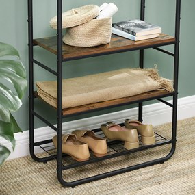 Ściana do przedpokoju TAYLOR z szafką na buty 181x58 cm, rustykalny brązowy