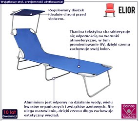 Leżak ogrodowy z zadaszeniem niebieski - Nuvira