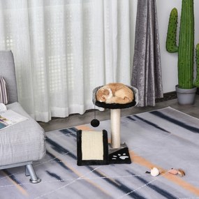 Drapak z piłeczkami do zabawy drapak do ostrzenia pazurów słupek z liny sizalowej kolor beżowy | Aosom.pl