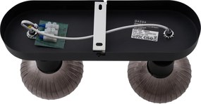 Okrągły reflektor sufitowy czarny z dymionym szkłem, 2-punktowy - Teddy