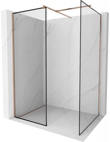 Mexen Kioto ścianka prysznicowa Walk-in 100 x 80 cm, czarny wzór, miedź szczotkowana - 800-100-202-65-70-080
