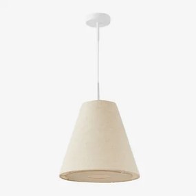 Lampa Sufitowa Wisząca Z Lnu I Bawełny Garnet Biała & Ø30 Cm - ↑30 Cm Garnet - Sklum