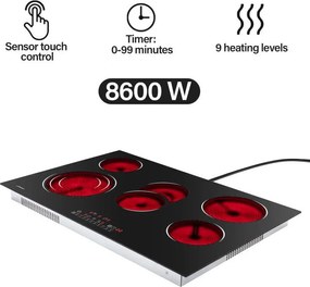 JAGO Płyta szklano-ceramiczna, 8600 W