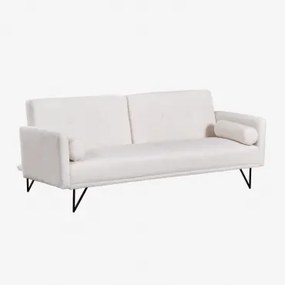 3-osobowa Rozkładana Sofa Z Tkaniny Szenilowej Jehrd Chenille Biały & Metal - Negro - Sklum