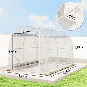 Outsunny Tunel foliowy (polytunnel), szklarnia z możliwością wejścia z ocynkowanym stalowym stelażem i odpornym na UV pokryciem PE, przezroczysta | Aosom PL