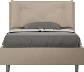 Łóżko bez stelaża tapicerowane 120x190 sztucznej skóry szaro-beżowy Appia Large