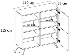 Komoda w stylu loft z półkami dąb craft + czarny - Zorina 5X
