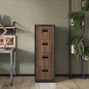 Metalowa szafa kartotekowa SARA V4, 460 x 1320 x 620 mm, Eco Design: antracytowa/ orzech