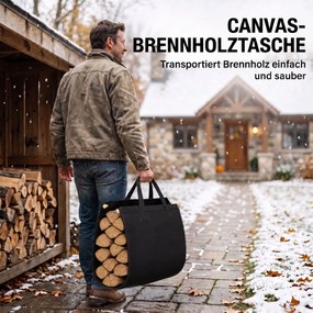 Outsunny Stojak na drewno 47,5 x 33 x 44cm podwyższony regał na drewno z płócienną torbą do 50 kg do wnętrz i na zewnątrz | Aosom PL