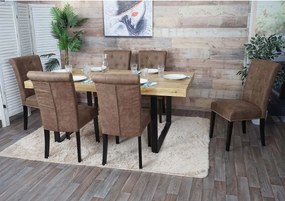 Krzesło do jadalni Chesterfield II (zestaw 6 sztuk),  tkanina/tekstylia brązowe, ciemne nogi