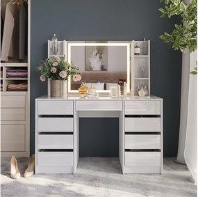 Stół toaletowy biały/biały wysoki połysk 128.2x50.1x76 sherry