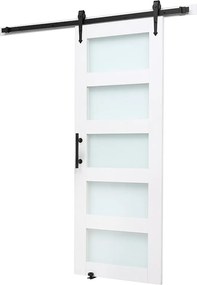 Drzwi Stodoly Przesuwne SucceBuy, 76.2 x 213.4 cm, z Płyty MDF, Zestaw Drzwi Przesuwnych z Zestawem Okuć, Powierzchnia z Wodoodpornego PVC