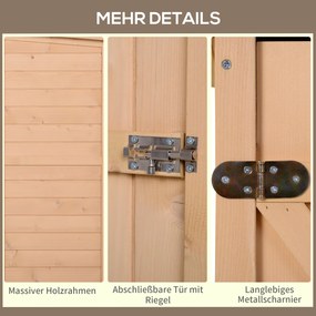 Outsunny szafa ogrodowa drewniana na narzędzia 75x56x115 cm naturalny wygląd | Aosom PL