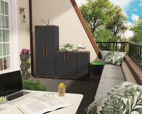 Plastikowa szafa gospodarcza na akcesoria do sprzątania, 1690 x 680 x 370 mm, antracytowa