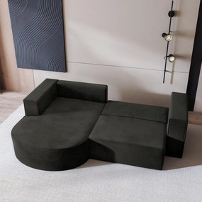 Masseno Narożnik SORELA z funkcją spania i pojemnikiem na pościel Narozniki L, Rozkładana sofa - Czarny, MONOLITH 95