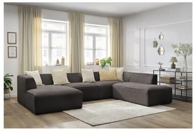 Brązowy sztruksowy narożnik modułowy (prawostronny/w kształcie litery U) Megeve – Bobochic Paris