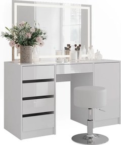 Stół do toalety biały/biały wysoki połysk 128.2x50.1x76 sherry