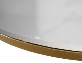 Stolik Kawowy KORIN 70 cm Biały Połysk/Złoty Glamour Nowoczesny