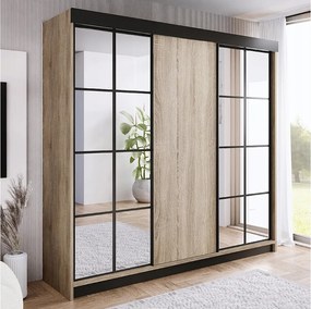 Szafa przesuwna z lustrem BARI 2 dąb sonoma 250