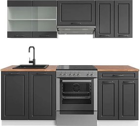 Aneks kuchenny antracytowy dom wiejski/biały 200x60x81.6 r-line