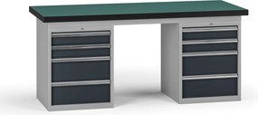 Stół warsztatowy G8, 1800 x 750 x 800 mm, 2x kontener, 8x szuflada, grafitowy