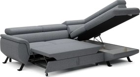 Narożnik RAVEN L Prawostronny wolnostojący z funkcją spania tkanina ARAGON 93 Szary WERSAL