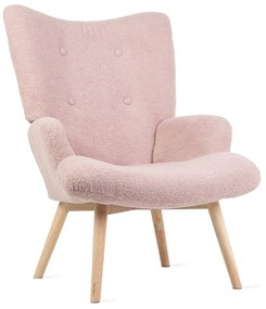 Fotel tapicerowany MOSS w tkaninie TEDDY BOUCLÉ różowy HOMLA