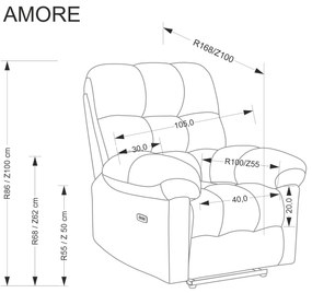 Fotel wypoczynkowy elektrycznie rozkładany beżowy AMORE
