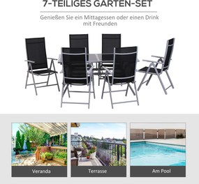 Outsunny 7-częściowy zestaw mebli ogrodowych aluminiowy stół i krzesła do ogrodu tarasu | Aosom PL