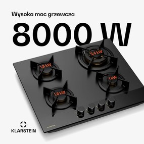 Klarstein Goldflame Nano płyta gazowa, 4 mosiężne palniki, 8 kW, LPG/gaz ziemny