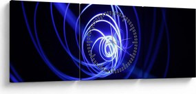 Obraz niebieskich spiral (z zegarem) (90x30 cm)