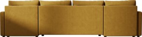 Rozkładana sofa narożna w kształcie U VENORIA 285x146 cm, musztardowa + 2 poduszki GRATIS