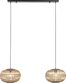 Orientalna lampa wisząca bambusowa 2-światłowa - Amira